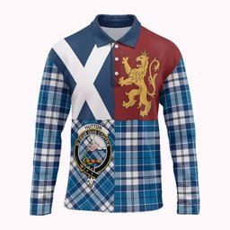 ScotsTee Shop Scottish Hutton Crest Tartan Polo Shirt Lion Rampant Saltire
