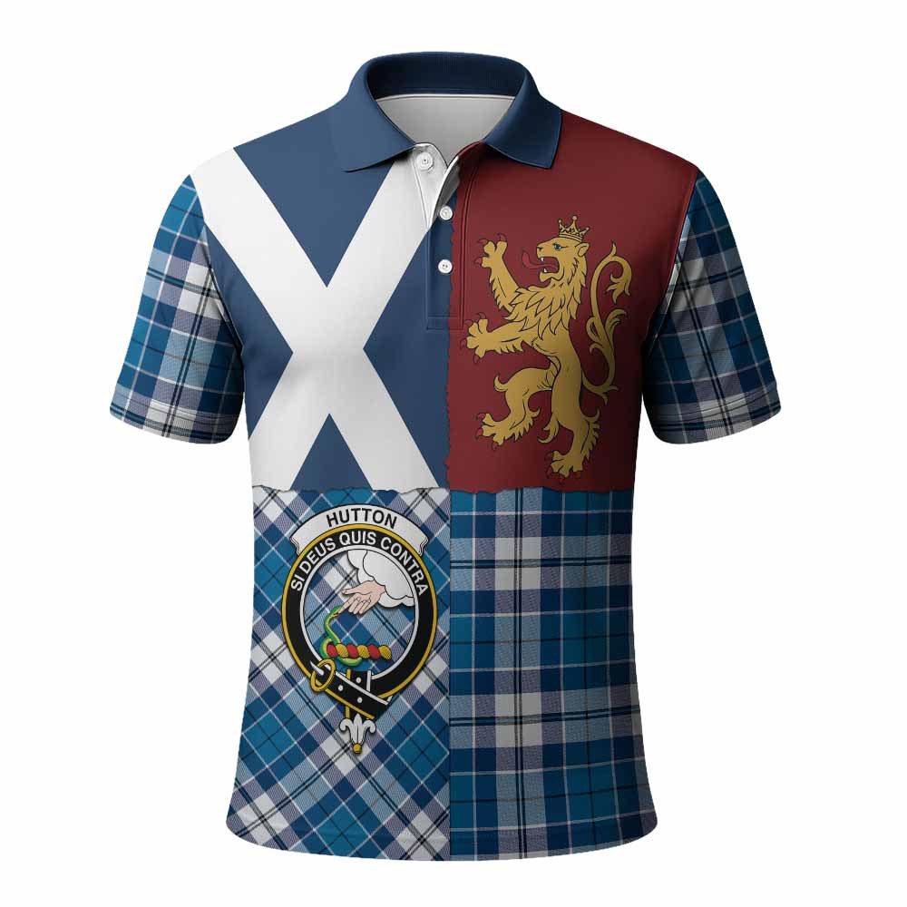 ScotsTee Shop Scottish Hutton Crest Tartan Polo Shirt Lion Rampant Saltire