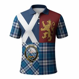 ScotsTee Shop Scottish Hutton Crest Tartan Polo Shirt Lion Rampant Saltire