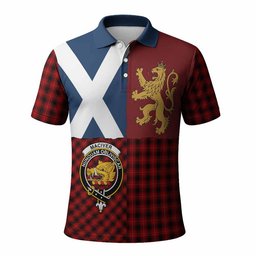 ScotsTee Shop Scottish MacIver (McIver) Crest Tartan Polo Shirt Lion Rampant Saltire