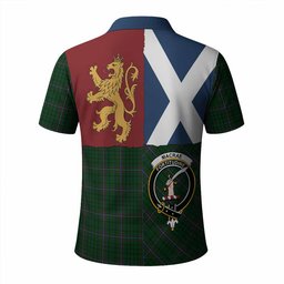 ScotsTee Shop Scottish MacRae (McRae) Crest Tartan Polo Shirt Lion Rampant Saltire