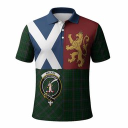 ScotsTee Shop Scottish MacRae (McRae) Crest Tartan Polo Shirt Lion Rampant Saltire