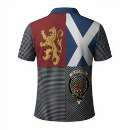 ScotsTee Shop Scottish Gladstone (Gladstanes) Crest Tartan Polo Shirt Lion Rampant Saltire