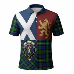ScotsTee Shop Scottish Meldrum Crest Tartan Polo Shirt Lion Rampant Saltire