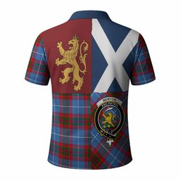 ScotsTee Shop Scottish Newton Crest Tartan Polo Shirt Lion Rampant Saltire