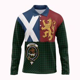 ScotsTee Shop Scottish Graham Crest Tartan Polo Shirt Lion Rampant Saltire