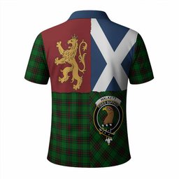 ScotsTee Shop Scottish Halkett Crest Tartan Polo Shirt Lion Rampant Saltire