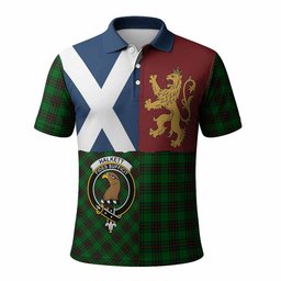 ScotsTee Shop Scottish Halkett Crest Tartan Polo Shirt Lion Rampant Saltire