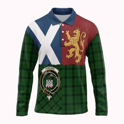 ScotsTee Shop Scottish Kincaid Crest Tartan Polo Shirt Lion Rampant Saltire