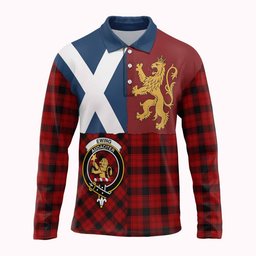 ScotsTee Shop Scottish Ewing Crest Tartan Polo Shirt Lion Rampant Saltire