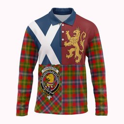 ScotsTee Shop Scottish Forrester (Foster) Crest Tartan Polo Shirt Lion Rampant Saltire