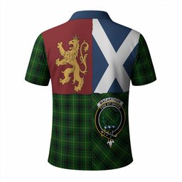 ScotsTee Shop Scottish MacArthur (McArthur) Crest Tartan Polo Shirt Lion Rampant Saltire