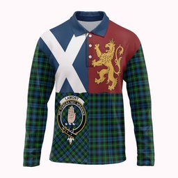 ScotsTee Shop Scottish Lamont Crest Tartan Polo Shirt Lion Rampant Saltire