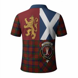ScotsTee Shop Scottish Robertson Crest Tartan Polo Shirt Lion Rampant Saltire