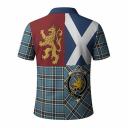 ScotsTee Shop Scottish Thompson (Thomson) Crest Tartan Polo Shirt Lion Rampant Saltire