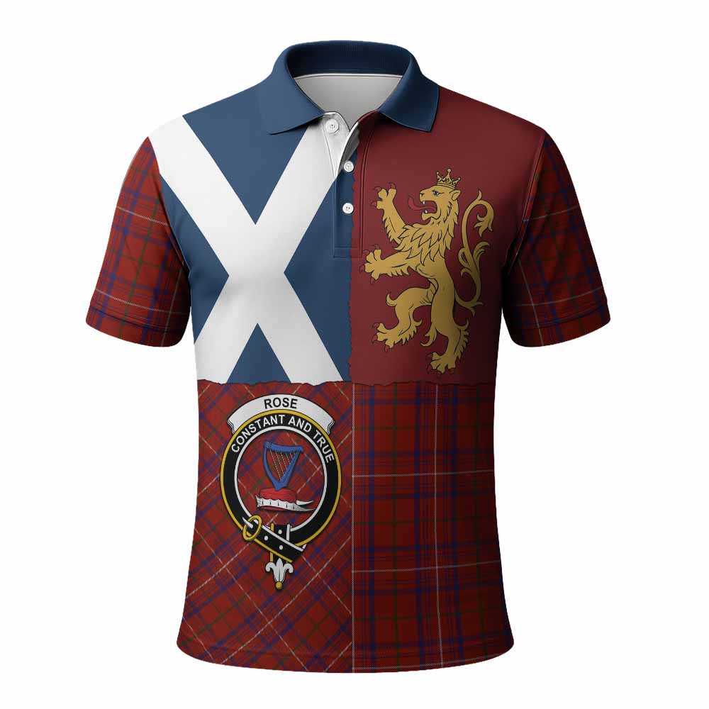 ScotsTee Shop Scottish Rose Crest Tartan Polo Shirt Lion Rampant Saltire