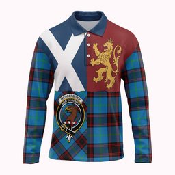 ScotsTee Shop Scottish Wedderburn Crest Tartan Polo Shirt Lion Rampant Saltire