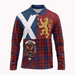 ScotsTee Shop Scottish Wishart Crest Tartan Polo Shirt Lion Rampant Saltire