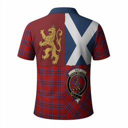 ScotsTee Shop Scottish Rait Crest Tartan Polo Shirt Lion Rampant Saltire