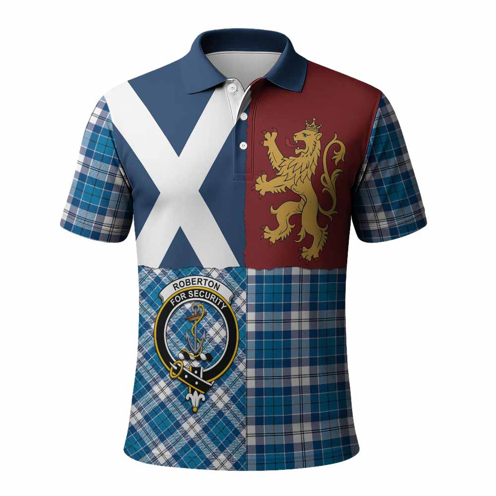ScotsTee Shop Scottish Roberton Crest Tartan Polo Shirt Lion Rampant Saltire
