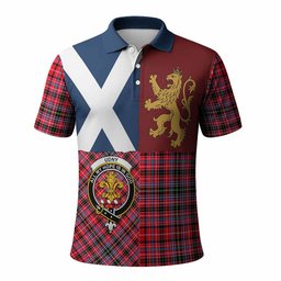 ScotsTee Shop Scottish Udny Crest Tartan Polo Shirt Lion Rampant Saltire