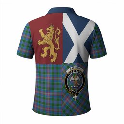 ScotsTee Shop Scottish Ralston Crest Tartan Polo Shirt Lion Rampant Saltire