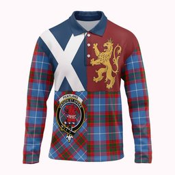 ScotsTee Shop Scottish Pentland Crest Tartan Polo Shirt Lion Rampant Saltire