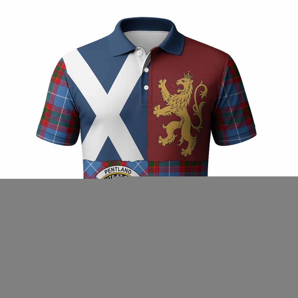 ScotsTee Shop Scottish Pentland Crest Tartan Polo Shirt Lion Rampant Saltire