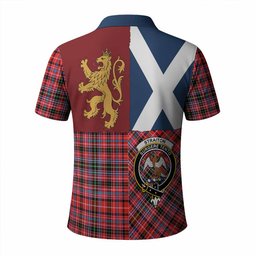 ScotsTee Shop Scottish Straiton Crest Tartan Polo Shirt Lion Rampant Saltire