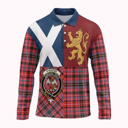 ScotsTee Shop Scottish Straiton Crest Tartan Polo Shirt Lion Rampant Saltire