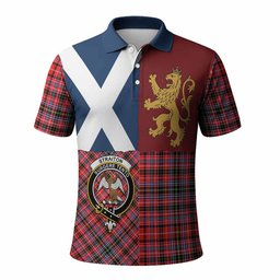 ScotsTee Shop Scottish Straiton Crest Tartan Polo Shirt Lion Rampant Saltire