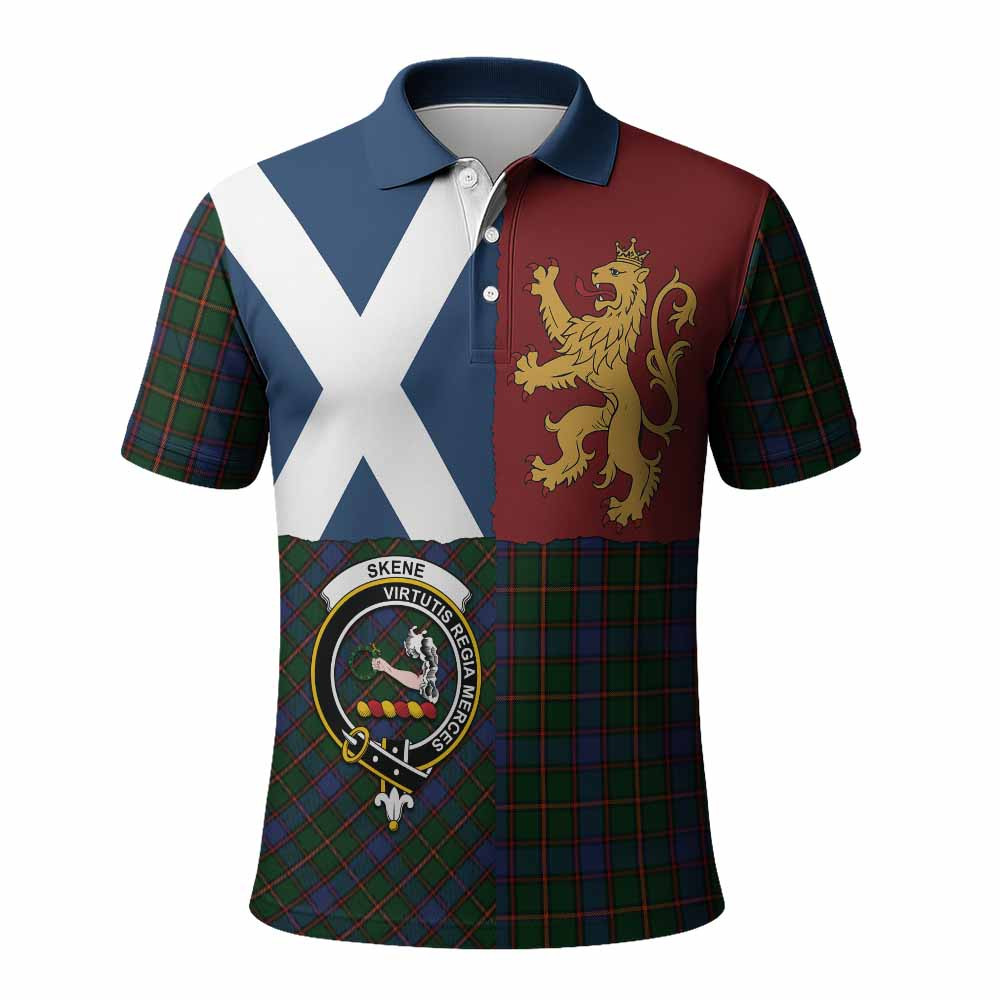 ScotsTee Shop Scottish Skene Crest Tartan Polo Shirt Lion Rampant Saltire