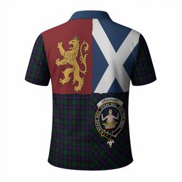 ScotsTee Shop Scottish Urquhart Crest Tartan Polo Shirt Lion Rampant Saltire