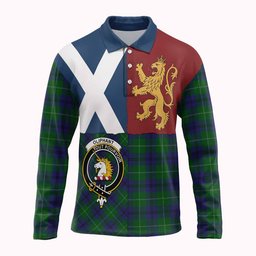 ScotsTee Shop Scottish Oliphant Crest Tartan Polo Shirt Lion Rampant Saltire