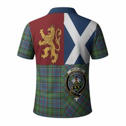 ScotsTee Shop Scottish Whitelaw Crest Tartan Polo Shirt Lion Rampant Saltire