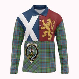 ScotsTee Shop Scottish Whitelaw Crest Tartan Polo Shirt Lion Rampant Saltire