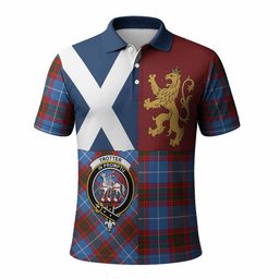 ScotsTee Shop Scottish Trotter Crest Tartan Polo Shirt Lion Rampant Saltire