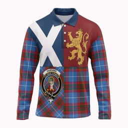ScotsTee Shop Scottish Skirving Crest Tartan Polo Shirt Lion Rampant Saltire
