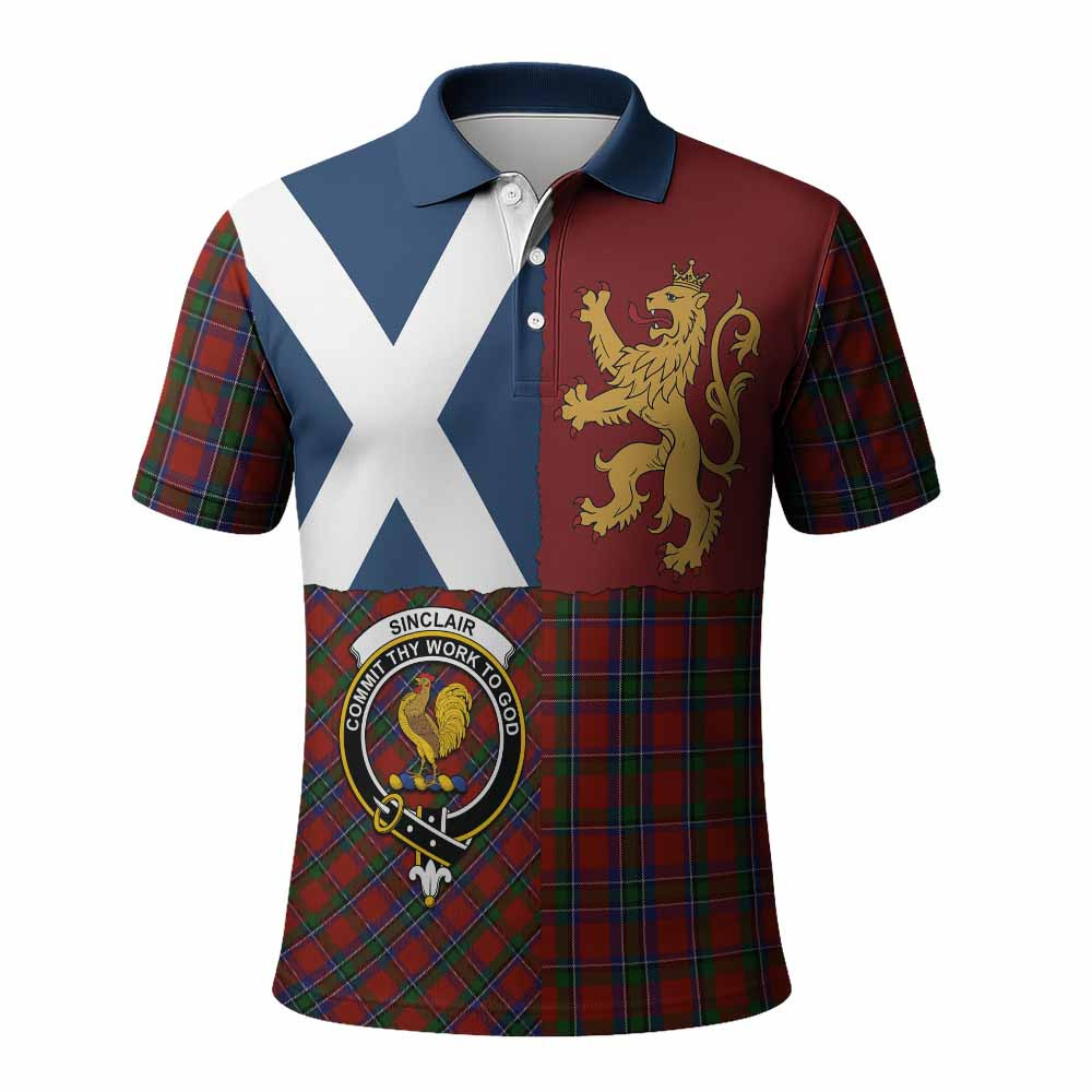 ScotsTee Shop Scottish Sinclair Crest Tartan Polo Shirt Lion Rampant Saltire