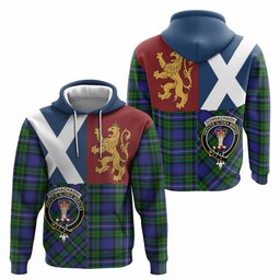 ScotsTee Shop Scottish Donnachaidh Crest Tartan Hoodie Lion Rampant Saltire Style