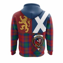 ScotsTee Shop Scottish Byres (Byses) Crest Tartan Hoodie Lion Rampant Saltire Style