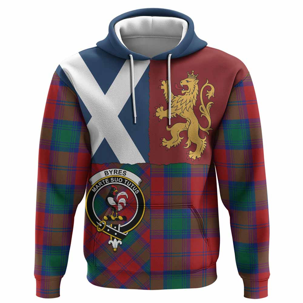 ScotsTee Shop Scottish Byres (Byses) Crest Tartan Hoodie Lion Rampant Saltire Style