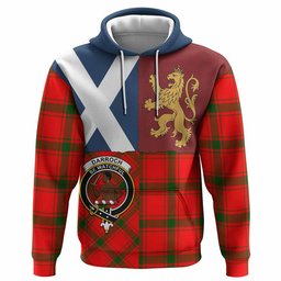 ScotsTee Shop Scottish Darroch Crest Tartan Hoodie Lion Rampant Saltire Style