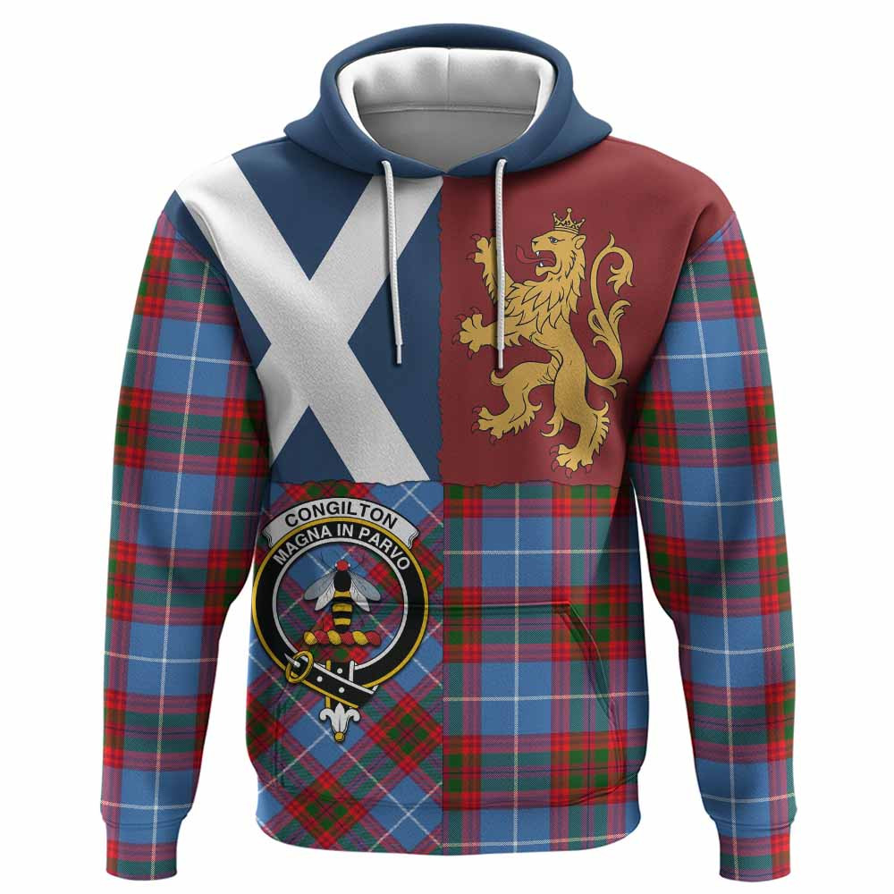 ScotsTee Shop Scottish Congilton Crest Tartan Hoodie Lion Rampant Saltire Style