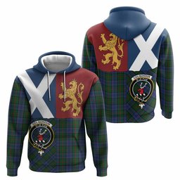ScotsTee Shop Scottish Colquhoun Crest Tartan Hoodie Lion Rampant Saltire Style
