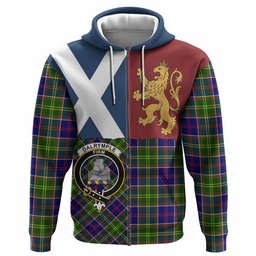ScotsTee Shop Scottish Dalrymple Crest Tartan Hoodie Lion Rampant Saltire Style