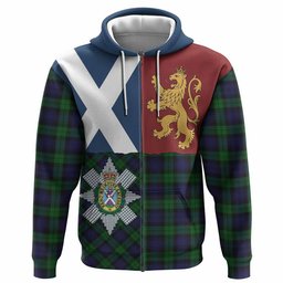 ScotsTee Shop Scottish Black Watch Crest Tartan Hoodie Lion Rampant Saltire Style