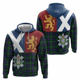 ScotsTee Shop Scottish Black Watch Crest Tartan Hoodie Lion Rampant Saltire Style
