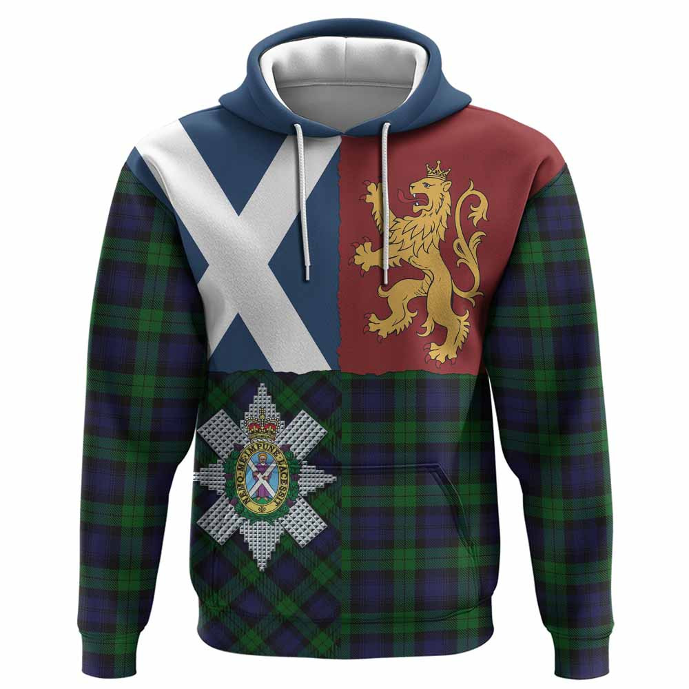 ScotsTee Shop Scottish Black Watch Crest Tartan Hoodie Lion Rampant Saltire Style