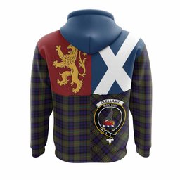 ScotsTee Shop Scottish Clelland Crest Tartan Hoodie Lion Rampant Saltire Style